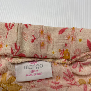 Girls Mango, floral viscose shorts, elasticated, GUC, size 2,  