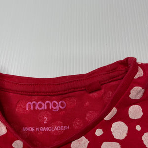 Girls Mango, red & white cotton top, FUC, size 2,  