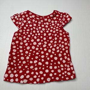 Girls Mango, red & white cotton top, FUC, size 2,  