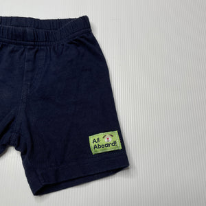 Boys Baby World, navy cotton shorts, elasticated, GUC, size 000,  