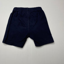 Load image into Gallery viewer, Boys Baby World, navy cotton shorts, elasticated, GUC, size 000,  