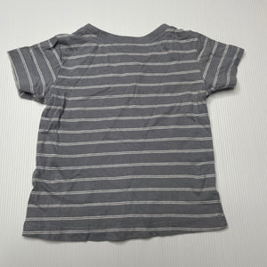 Boys Anko, grey stripe cotton t-shirt / top, EUC, size 00,  