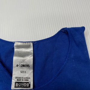 unisex Bonds, blue stretchy singletsuit / romper, FUC, size 0,  