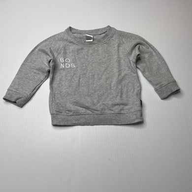 unisex Bonds, grey marle lightweight sweater / jumper, light marks, FUC, size 1,  