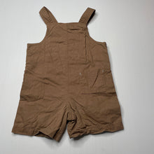 Load image into Gallery viewer, Boys brown, embroidered cotton overalls / shortalls, EUC, size 1-2,  