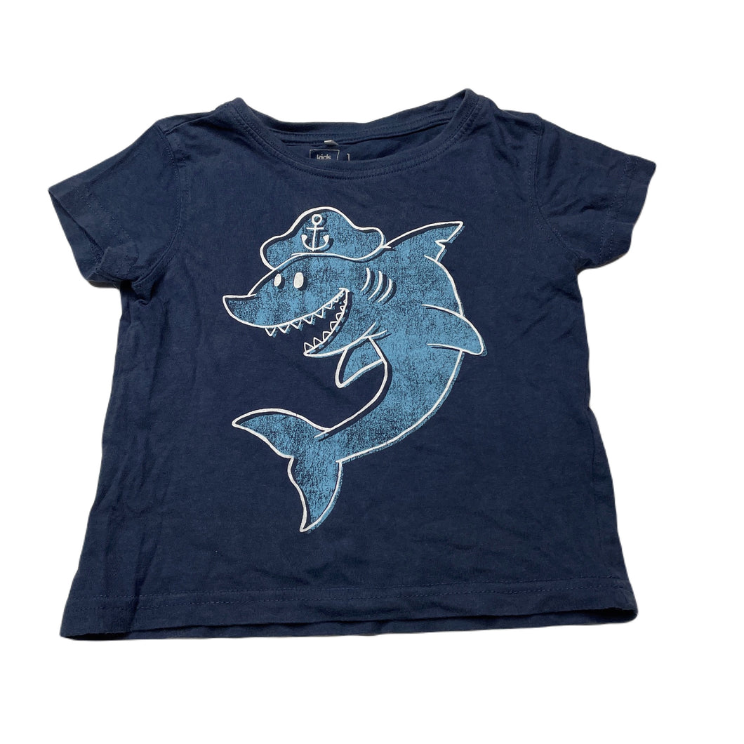 Boys Kids & Co, blue cotton t-shirt / top, shark, FUC, size 1,  