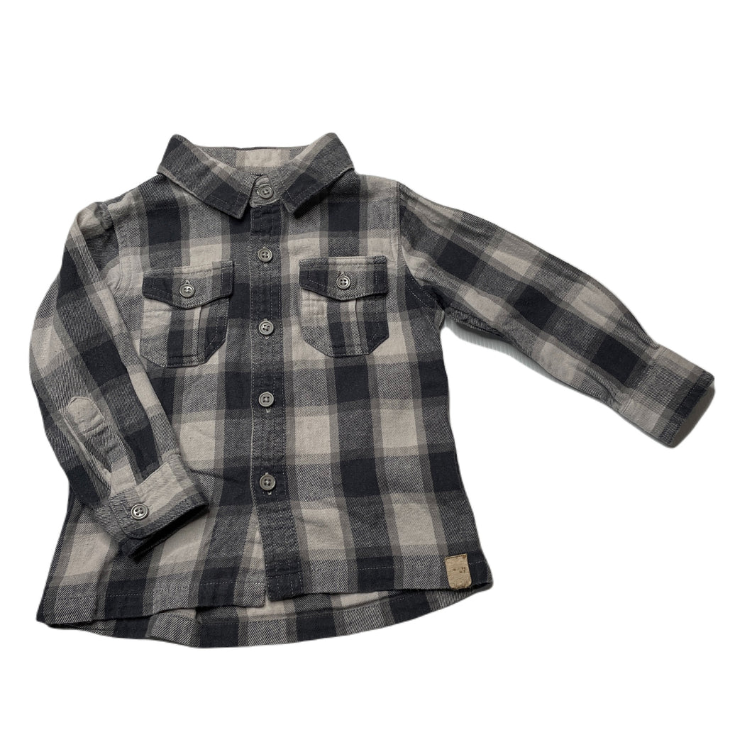 Boys MALWEE KIDS, grey check cotton long sleeve shirt, GUC, size 1,  