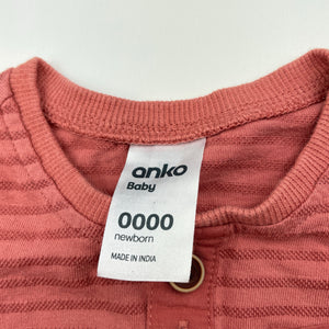 Boys Anko, cotton henley bodysuit / romper, EUC, size 0000,  