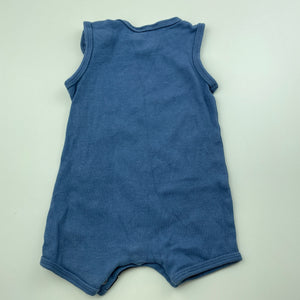 Boys Dymples, blue cotton romper, monster, GUC, size 000,  