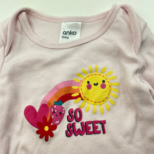 Girls Anko, pink cotton bodysuit / romper, GUC, size 000,  