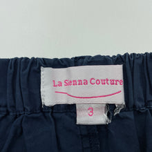 Load image into Gallery viewer, Girls La Sienna Couture, navy lightweight cotton shorts, elaticated, GUC, size 3,  