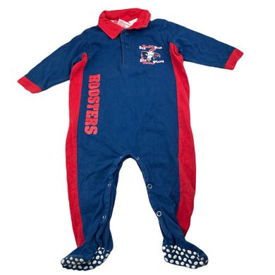 unisex NRL Mascots, Roosters cotton coverall / romper, GUC, size 0,  