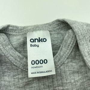 unisex Anko, grey marle singletsuit / romper, EUC, size 0000,  