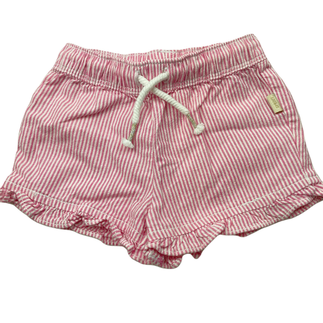 Girls Sprout, pink & white stripe cotton shorts, elasticated, EUC, size 000,  