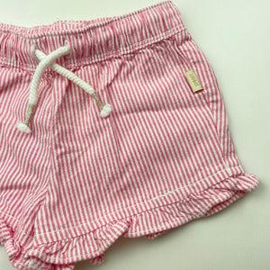 Girls Sprout, pink & white stripe cotton shorts, elasticated, EUC, size 000,  