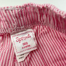 Load image into Gallery viewer, Girls Sprout, pink &amp; white stripe cotton shorts, elasticated, EUC, size 000,  