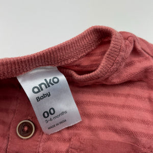 Boys Anko, cotton henley bodysuit / romper, GUC, size 00,  