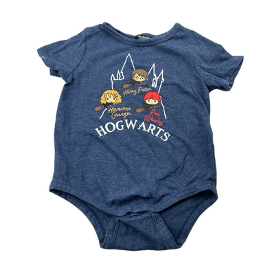 unisex Harry Potter, Hogwarts stretchy bodysuit / romper, GUC, size 0,  