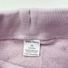 Load image into Gallery viewer, Girls Baby Berry, lilac floral fleece lined pants / bottoms, elasticated, GUC, size 00,  