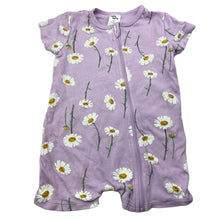 Load image into Gallery viewer, Girls Baby Berry, purple floral cotton zip romper, GUC, size 0,  