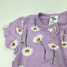 Load image into Gallery viewer, Girls Baby Berry, purple floral cotton zip romper, GUC, size 0,  