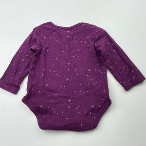 Girls Anko, purple cotton bodysuit / romper, GUC, size 0,  