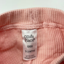 Load image into Gallery viewer, Girls Ollies Place, broderie trim waffle cotton leggings / bottoms, EUC, size 000,  