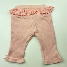 Load image into Gallery viewer, Girls Ollies Place, broderie trim waffle cotton leggings / bottoms, EUC, size 000,  