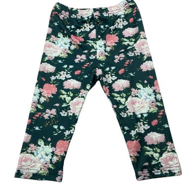 Girls SHEIN, lightweight floral pants / bottoms, elasticated, Inside leg: 24cm, EUC, size 1,  