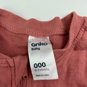 unisex Anko, cotton zip coverall / romper, GUC, size 000,  