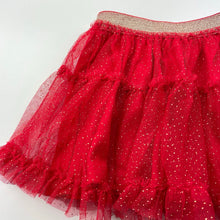 Load image into Gallery viewer, Girls Anko, lined red &amp; gold tulle party skirt, elasticated, L: 23cm, EUC, size 1,  