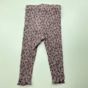 Girls Zara, ribbed floral leggings / bottoms, GUC, size 0,  