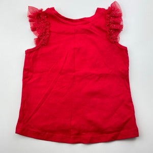 Girls Anko, red cotton Christmas top, EUC, size 1,  