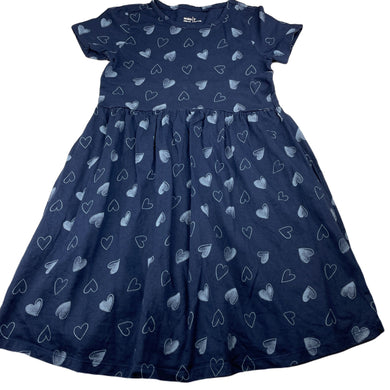 Girls Anko, navy cotton casual dress, GUC, size 7, L: 62cm