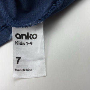 Girls Anko, navy cotton casual dress, GUC, size 7, L: 62cm