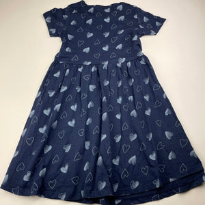 Girls Anko, navy cotton casual dress, GUC, size 7, L: 62cm