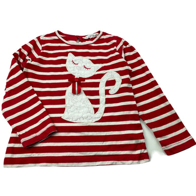 Girls Beebay, striped cotton long sleeve top, cat, GUC, size 1,  