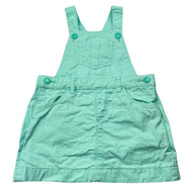 Girls Target, blue cotton overalls dress / pinafore, FUC, size 1, L: 42cm