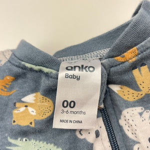 unisex Anko, cotton zip coverall / romper, GUC, size 00,  