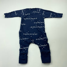 Load image into Gallery viewer, unisex Bonds, navy stretchy cozysuit coverall / romper, FUC, size 0000,  