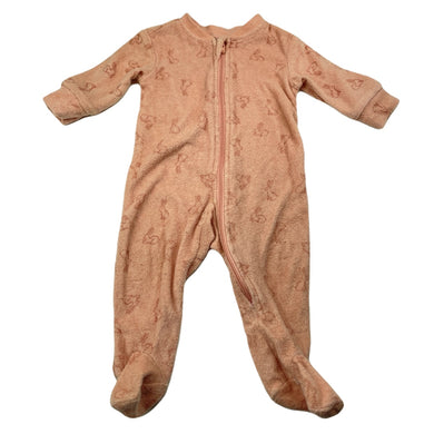 Girls Anko, pink zip coverall / romper, rabbits, GUC, size 000,  