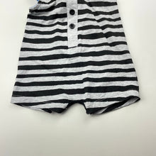 Load image into Gallery viewer, Boys Baby Berry, striped cotton hooded romper, EUC, size 0000,  