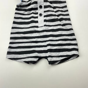 Boys Baby Berry, striped cotton hooded romper, EUC, size 0000,  