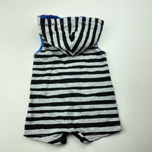 Load image into Gallery viewer, Boys Baby Berry, striped cotton hooded romper, EUC, size 0000,  