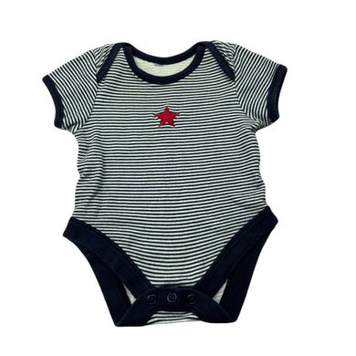 unisex striped, cotton bodysuit / romper, GUC, size 0000,  