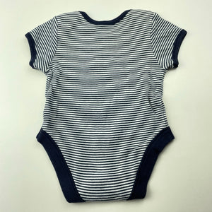 unisex striped, cotton bodysuit / romper, GUC, size 0000,  