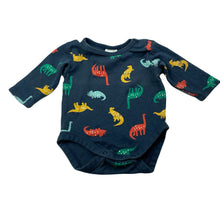 Load image into Gallery viewer, unisex Target, navy cotton bodysuit / romper, dinosaurs, GUC, size 0000,  