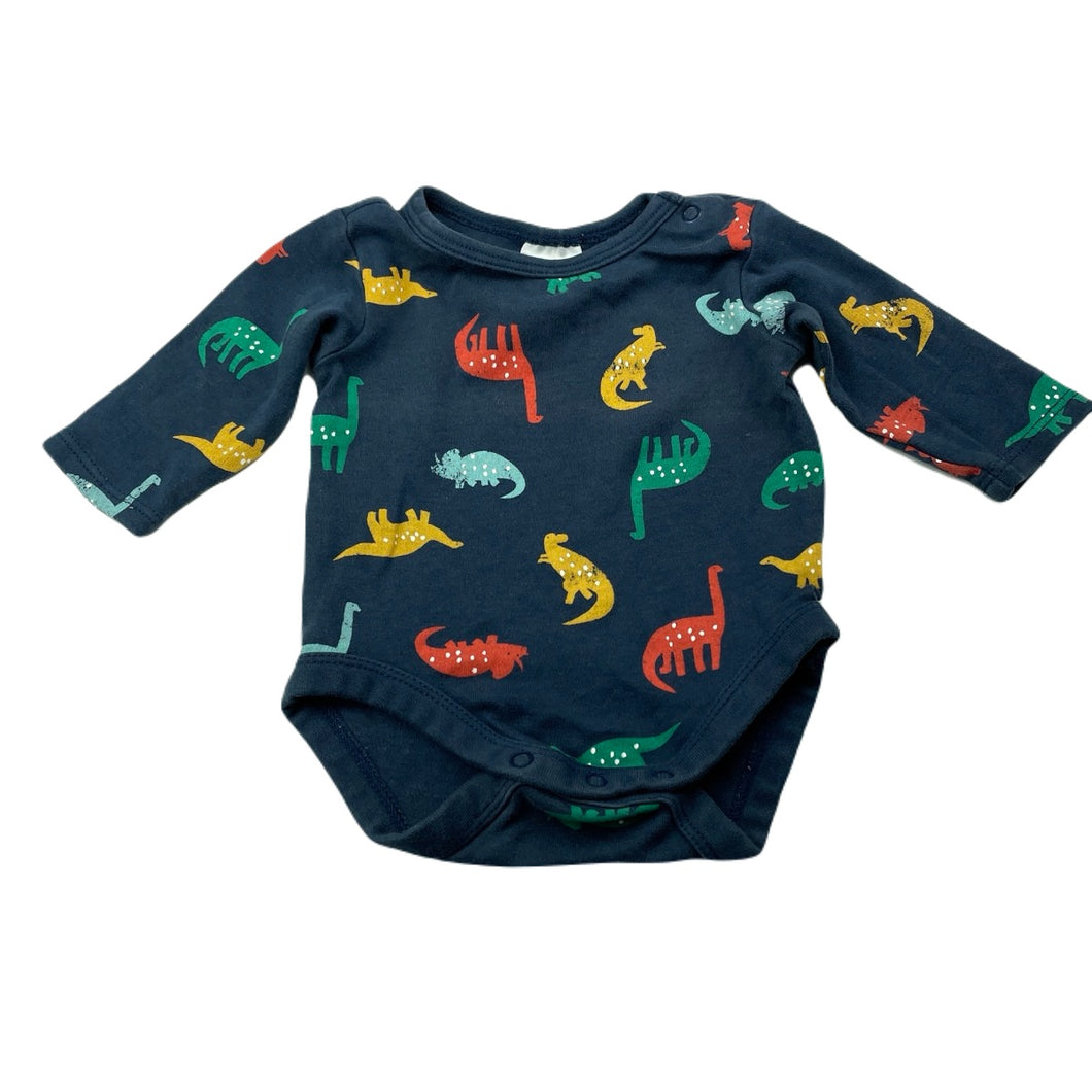 unisex Target, navy cotton bodysuit / romper, dinosaurs, GUC, size 0000,  