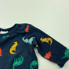 Load image into Gallery viewer, unisex Target, navy cotton bodysuit / romper, dinosaurs, GUC, size 0000,  