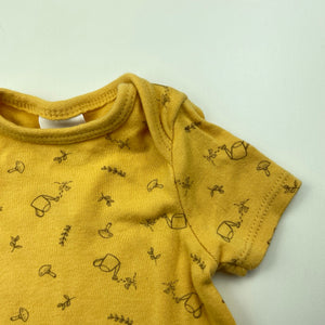 unisex Dymples, yellow organic cotton bodysuit / romper, GUC, size 0000,  